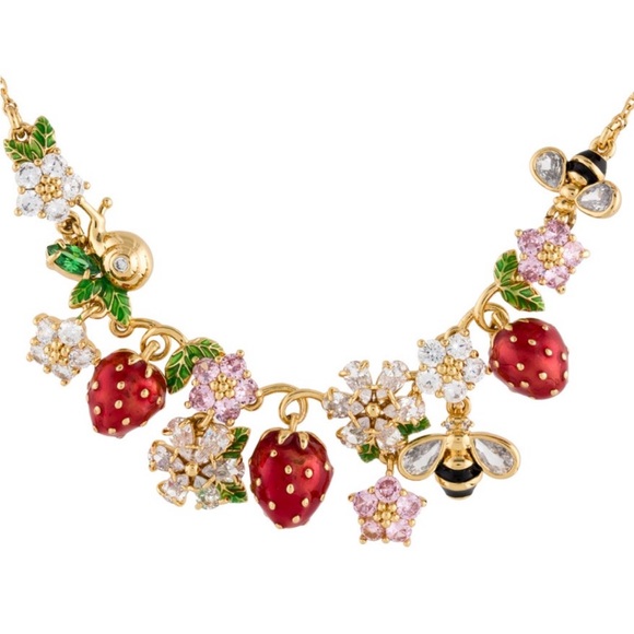 Kate Spade NY Strawberry Fields Statement Necklace ~ Novelty Fruity Fun Jewelry - Picture 6 of 8